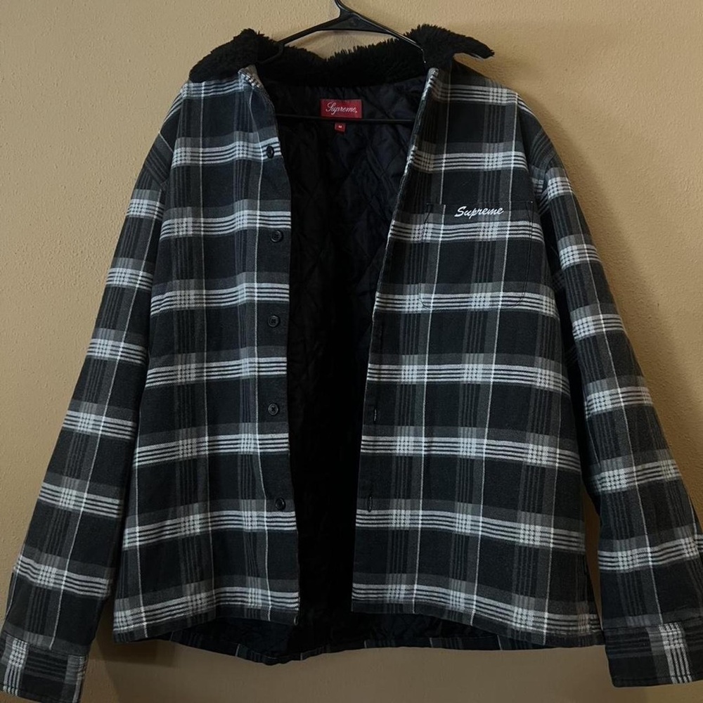 Supreme Black and White Plaid Shirt Jacket